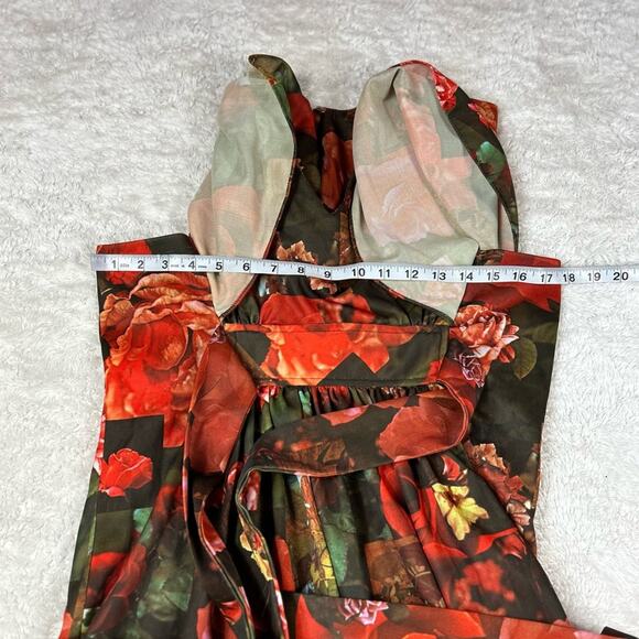 Vintage unbranded rose and graphic print maxi dress, size med - Picture 5 of 13
